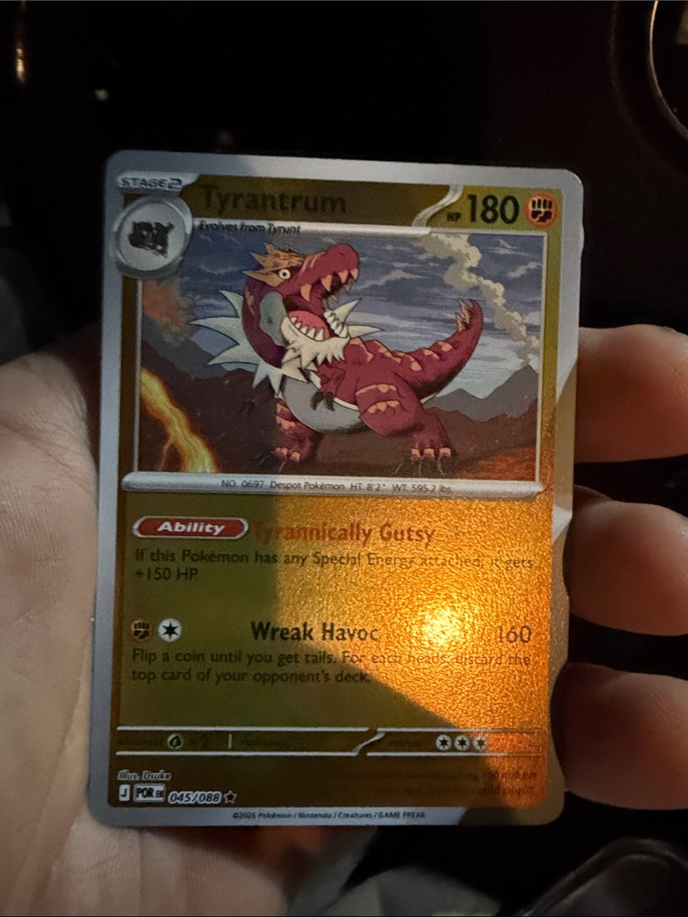 Pokemon Tyrantrum Holo Card - Red and Gold Accents